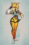  angela_cross anthro farorest feline female fur lombax mammal overwatch ratchet_and_clank solo stripes tracer_(overwatch) video_games 