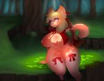  anthro big_breasts breasts clothing feline female higgyy legwear little_red_riding_hood little_red_riding_hood_(copyright) looking_at_viewer makeup mammal mascara nipples pussy slightly_chubby smile solo thick_thighs thigh_highs voluptuous 