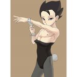  1boy artist_request black_eyes black_hair dragon_ball dragon_ball_super kyabe male_focus nipple solo spiky_hair undressing 