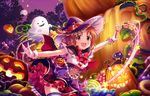  abe_nana blus broom brown_eyes brown_hair dress ghost halloween hat hsmile idolmaster idolmaster_cinderella_girls idolmaster_cinderella_girls_starlight_stage long_hair ponytail witch 