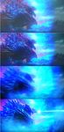  aura blue_eyes dinosaur electricity energy forest giant_monster glowing godzilla godzilla:_monster_planet godzilla_(series) kaijuu lightning monster mutant no_humans official_art polygon_pictures spikes toho_(film_company) tree 