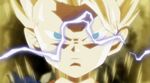  10s 1boy animated animated_gif armor blonde_hair blue_eyes dragon_ball dragon_ball_super electricity kyabe male_focus short_hair spiked_hair super_saiyan_2 universe_6_(dragon_ball) 