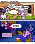  2017 blue_eyes comic digital_media_(artwork) dragon english_text equine friendship_is_magic green_eyes hair horn lying mammal my_little_pony open_mouth pony-berserker purple_eyes purple_hair rarity_(mlp) smile spike_(mlp) standing starlight_glimmer_(mlp) teeth text tongue twilight_sparkle_(mlp) unicorn 