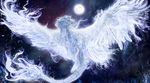  2017 detailed_background digital_media_(artwork) dragon feathered_wings feathers female feral flying fur furred_dragon isvoc moon night outside sky solo star starry_sky white_fur wings yellow_eyes 