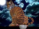  3d_(artwork) animal_genitalia balls big_balls big_penis digital_media_(artwork) erection feline feral fur huge_balls looking_at_viewer male mammal orange_fur penis pose saggy_balls solo tapiko tiger white_fur 