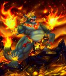  2017 5_toes abs anthro balls big_balls big_penis black_nose black_penis canine clothing cloud dark_clouds dragon erection fire grey_skin humanoid_penis hungothenomster hybrid jewelry lava magic male mammal mostly_nude musclegut muscular muscular_male necklace open_mouth penis scalie sharp_teeth solo standing teeth thong tight_underwear toes torn_underwear underwear vein volcano wolf 