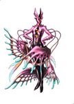  absurdres armaiti black_skin convenient_censoring faceless full_body hands_on_hips highres kazuma_kaneko leg_wings multicolored multicolored_skin official_art pink_skin shin_megami_tensei shiny shiny_skin simple_background solo sphere white_background wings 