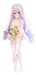  absurdres ass_visible_through_thighs blush bouquet bra breasts bridal_veil bride closed_mouth collarbone elbow_gloves flower full_body gintarou_(kurousagi108) gloves hair_flower hair_ornament high_heels highres long_hair looking_at_viewer nagami_suzuka non-web_source ore_ga_suki_nano_wa_imouto_dakedo_imouto_janai panties pom_pom_(clothes) purple_eyes purple_hair sidelocks simple_background small_breasts smile solo standing thigh_gap thighhighs twintails underwear underwear_only veil very_long_hair white_background white_bra white_legwear white_panties 
