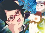  battle black_hair blonde_hair boruto:_naruto_next_generations breasts clenched_teeth dual_wielding eeshin_(eishin5584) electricity forehead_protector glasses holding kurosuki_buntan medium_breasts multiple_girls naruto naruto_(series) navel nipples one_eye_closed open_mouth open_toe_shoes panties red_eyes sharingan small_breasts stomach sword teeth thighhighs torn_clothes uchiha_sarada underwear weapon 