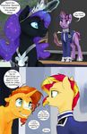  2017 ask_blog blue_eyes book brother brother_and_sister clothing comic crown dialogue english_text equestria_girls equine eyeshadow eyewear facial_hair fangs female friendship_is_magic glasses goatee hair horn makeup mammal my_little_pony nightmare_moon_(mlp) purple_eyes purple_hair sibling silfoe sister sunburst_(mlp) sunset_shimmer_(eg) sweat text twilight_sparkle_(mlp) unicorn 