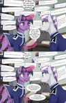  2017 ask_blog book clothing comic dialogue duo english_text equine female friendship_is_magic horn mammal mirror my_little_pony purple_eyes question silfoe slit_pupils text tumblr twilight_sparkle_(mlp) twilight_velvet_(mlp) unicorn uniform 