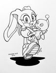  2017 anthro archie_comics cheese_the_chao chibi-jen-hen clothed clothing cream_the_rabbit female lagomorph mammal rabbit signature simple_background sketch solo sonic_(series) white_background 