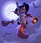  2017 5_fingers anthro areola armwear bat_pony bat_wings breasts broom clitoris clothing detailed_background digital_media_(artwork) equine erect_nipples fan_character fangs female halloween hat holidays hooves horse humanoid_hands looking_at_viewer magic_user mammal membranous_wings moon mostly_nude my_little_pony night nipples one_leg_up outside pink_nipples pony presenting presenting_pussy pussy smile solo tomatocoup underhoof wings witch witch_hat yellow_eyes 