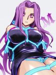  arms_behind_back bdsm black_dress bondage bound bound_arms bound_legs breast_bondage breasts commentary_request detached_sleeves dress fate/stay_night fate_(series) highres large_breasts long_hair looking_at_viewer lying panties pantyshot pantyshot_(lying) purple_eyes purple_hair rider rope shibari shibari_over_clothes shibari_under_clothes short_dress solo underwear very_long_hair zero_hime 