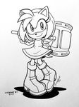  2017 amy_rose anthro archie_comics boots chibi-jen-hen clothed clothing female footwear hammer hedgehog mammal signature simple_background sketch solo sonic_(series) tools white_background 