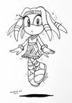  2017 anthro archie_comics blush bracelet chibi-jen-hen clothed clothing echidna female floating footwear jewelry mammal midriff monochrome monotreme necklace open_mouth sandals shirt shoes signature simple_background sketch skirt solo sonic_(series) tikal_the_echidna white_background 