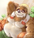  2017 anthro bear belly blush eyewear glasses male mammal one_eye_closed slightly_chubby solo taki_kaze tokyo_afterschool_summoners volos wink 