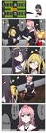  4koma ^_^ black_hair blonde_hair blue_eyes blush candy closed_eyes comic cz-75_(girls_frontline) eating eyepatch food girls_frontline hairband halloween halloween_costume hat highres long_hair multiple_girls ntw-20_(girls_frontline) pink_eyes pink_hair pumpkin skirt smile super_sass_(girls_frontline) translated vz.61_(girls_frontline) xiujia_yihuizi 