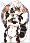  1999 absurd_res anthro bikini blue_eyes clothing covering feline female hi_res leopard leopard_spots looking_at_viewer mammal mandala michele_light pinup pose shy snow_leopard solo spots swimsuit traditional_media_(artwork) 