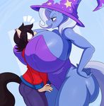  2017 absurd_res anthro anthrofied big_breasts blush breasts clothed clothing duo equine female friendship_is_magic hair hat hi_res horn huge_breasts mammal multicolored_hair my_little_pony open_mouth sssonic2 trixie_(mlp) two_tone_hair unicorn 