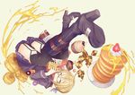  ahoge artoria_pendragon_(all) belt_boots black-framed_eyewear black_footwear black_legwear black_panties blonde_hair blue_skirt boots cake checkerboard_cookie closed_mouth coat commentary_request cookie cupcake doughnut duffel_coat eating fate/grand_order fate_(series) food food_on_face french_cruller fruit furisuku garter_straps glasses hair_between_eyes high_heel_boots high_heels knee_boots looking_at_viewer mysterious_heroine_x_(alter) open_clothes open_coat pancake panties pantyshot plaid plaid_scarf plate pleated_skirt red_scarf scarf school_uniform semi-rimless_eyewear serafuku sidelocks simple_background skirt solo strawberry sweets syrup thighhighs thighs under-rim_eyewear underwear upside-down waffle whipped_cream 