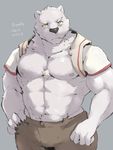  2017 anthro bear biceps clothed clothing fur hi_res kemono male mammal muscular muscular_male nipples pecs polar_bear simple_background taki_kaze 