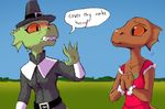  argonian bluedraggy dialogue duo female hat kazerad oblivion quill-weave scalie the_elder_scrolls video_games weedum-ja 