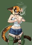  animal_humanoid big_breasts breasts bulge cat_humanoid cigarette clothed clothing dickgirl erection erection_under_clothes feline hair huge_breasts humanoid intersex limebreaker makeup mammal mascara smoke solo standing tight_clothing wide_hips 