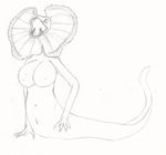  anthro big_breasts breasts claws female frill frilled_lizard gaping_mouth head_frill huge_breasts hybrid lamia lizard moi monochrome mythicswords navel nipples nude open_mouth reptile scalie sketch slit snake tongue 