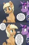  2017 applejack_(mlp) clothing dialogue english_text equine friendship_is_magic green_eyes hair_net horn mammal my_little_pony purple_eyes silfoe slit_pupils text twilight_sparkle_(mlp) unicorn uniform 