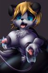  anthro blonde_hair blue_eyes breast_milking breasts canine dog female fluffy hair lactating machine mammal milk milking_machine nipples revous tongue tongue_out 