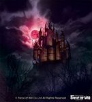  castle cloud cloudy_sky copyright_name force_of_will moon moopic night night_sky no_humans official_art scenery sky tree 