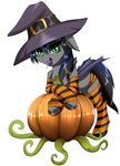  2017 bat_pony candy clothing crossed_hooves dankflank fan_character fangs female food fruit green_eyes hair halloween hat holidays legwear lollipop long_hair looking_at_viewer multicolored_hair my_little_pony open_mouth panties pumpkin simple_background slit_pupils socks solo stockings striped_legwear striped_socks stripes tongue tongue_out underwear white_background witch_hat 