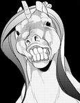  2013 black_background bust_portrait crown digital_media_(artwork) equine female feral friendship_is_magic greyscale horn looking_at_viewer mammal monochrome my_little_pony naoki portrait princess_cadance_(mlp) reaction_image simple_background solo teeth tiara what winged_unicorn wings 