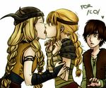  2girls astrid_hofferson blonde_hair blue_eyes braid drawfag freckles french_kiss headband helmet hiccup_horrendous_haddock_iii horned_helmet how_to_train_your_dragon kiss long_hair multiple_girls netorare pauldrons ruffnut_thorston single_braid surprise_kiss surprised tongue tongue_out yuri 