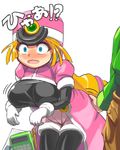  ass ass_grab blue_eyes blush capcom hand_on_ass mega_man mega_man_zx prairie rockman rockman_zx surprise surprised 