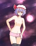  bad_id bad_pixiv_id blue_hair cloth flat_chest nipples red_eyes remilia_scarlet short_hair skirt solo thighhighs topless touhou yomogi_opa 
