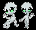  2017 4_fingers alien alien_girl_(gaturo) black_background chibi female gaturo gray_alien humanoid looking_at_viewer not_furry outline simple_background solo 