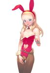  :d animal_ears anlucea bangs_pinned_back bar_censor bare_arms bare_shoulders belt black_legwear blonde_hair blue_eyes blush censored collarbone cowboy_shot crotchless_clothes double_bun dragon_quest dragon_quest_x fake_animal_ears flat_chest forehead full-face_blush hairband heart_cutout highres leotard long_hair looking_at_viewer mole mole_under_mouth navel navel_cutout nipples open_mouth pantyhose pink_hairband pink_leotard ponytail pussy simple_background smile solo standing strapless strapless_leotard supurai sweat tareme thigh_gap white_background wrist_cuffs 