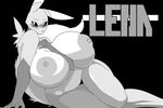  2017 anthro big_breasts blush breasts canine digimon female huge_breasts lying mammal monochrome nipples on_side opqhlak pose renamon solo tuft voluptuous wide_hips 