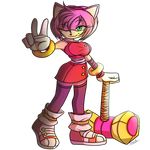  2014 amy_rose anthro big_breasts biped breasts clothed clothing colored dress female footwear fur green_eyes hair hairband hammer hedgehog legwear mammal one_eye_closed piko_piko_hammer pink_fur pink_hair pose ring seductive short_hair signature solo sonic_(series) sonic_boom sports_tape standing tatara94 tools video_games weapon wink 