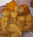  2017 abs anthro bed biceps big_muscles claws clothed clothing feline fur lion male mammal muscular muscular_male obliques pecs topless triceps wildheit 