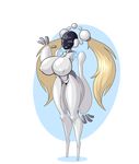  big_breasts blonde_hair breasts cybernetics cyborg featureless_crotch female hair huge_breasts limebreaker machine nipples nude solo standing thick_thighs voluptuous 