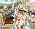  :d aestus_estus ahoge belt bodysuit breasts bridal_veil fate/extra fate/extra_ccc fate_(series) full-length_zipper gloves hair_intakes head_wreath large_breasts leotard lock looking_at_viewer loose_belt nero_claudius_(bride)_(fate) nero_claudius_(fate)_(all) open_mouth padlock robe smile solo stairs strapless strapless_leotard thighhighs veil white_bodysuit white_gloves white_legwear white_leotard yewang19 zipper zipper_pull_tab 