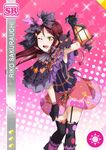  blush brown_eyes character_name dress halloween lantern long_hair love_live!_school_idol_festival love_live!_sunshine!! maroon_hair sakurauchi_riko skirt smile wink 