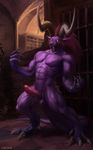  2017 abs anthro balls behemoth big_penis chunie claws detailed_background digital_media_(artwork) erection fangs final_fantasy fur hair hi_res horn humanoid_penis male mammal muscular muscular_male navel nude open_mouth pecs penis solo square_enix teeth tongue uncut video_games 