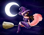  2017 anthro blue_eyes bow broom brown_hair clothed clothing dress female flying hair halloween hat hazelkisses holidays invalid_background jewelry looking_at_viewer magic_user mammal moon necklace rodent solo squirrel star sugarbees witch 