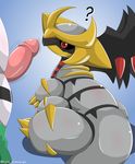  ? ambiguous_gender duo erection feral giratina giratina_(altered_form) hi_res legendary_pok&eacute;mon male nintendo penis pok&eacute;mon pok&eacute;mon_(species) red_eyes regigigas type video_games wings 