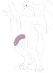  anthro balls dewclawpaw dragon flaccid greyscale looking_at_viewer male medial_ring monochrome nipples nude penis solo standing towel vein wings 