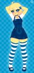  blue_eyes breasts clothing female full_body humanoid jolie_sparks joltik legwear nintendo not_furry pok&eacute;mon pok&eacute;mon_(species) razplus solo stockings video_games young 